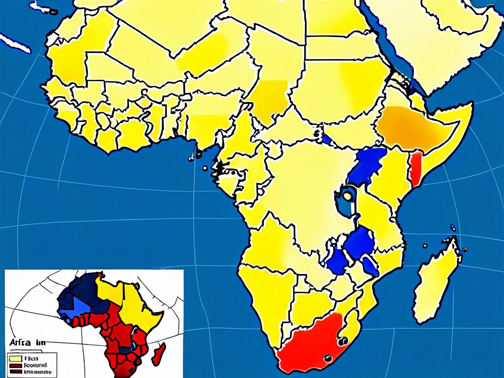 Карта ареала обитания шимпанзе в Африке