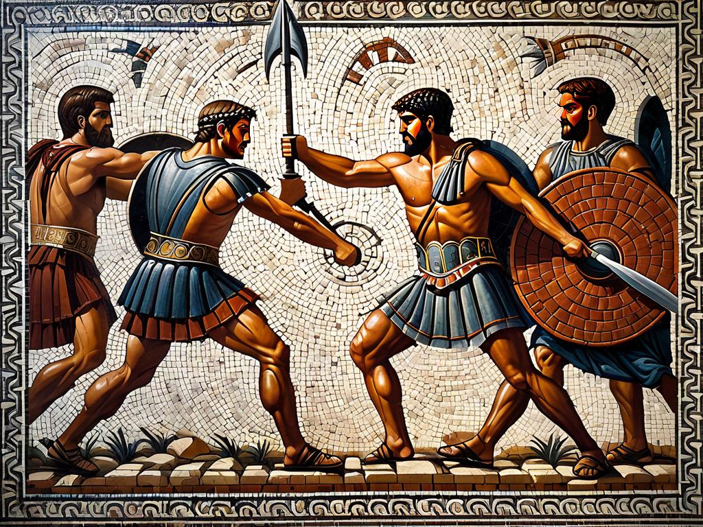 Мозаика в Древнем Риме, изображающая бой гладиаторов