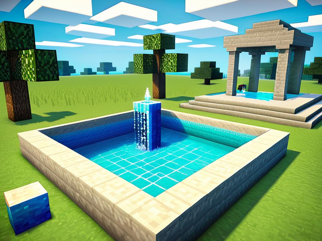 Строим бассейн и колонну для фонтана в Майнкрафт