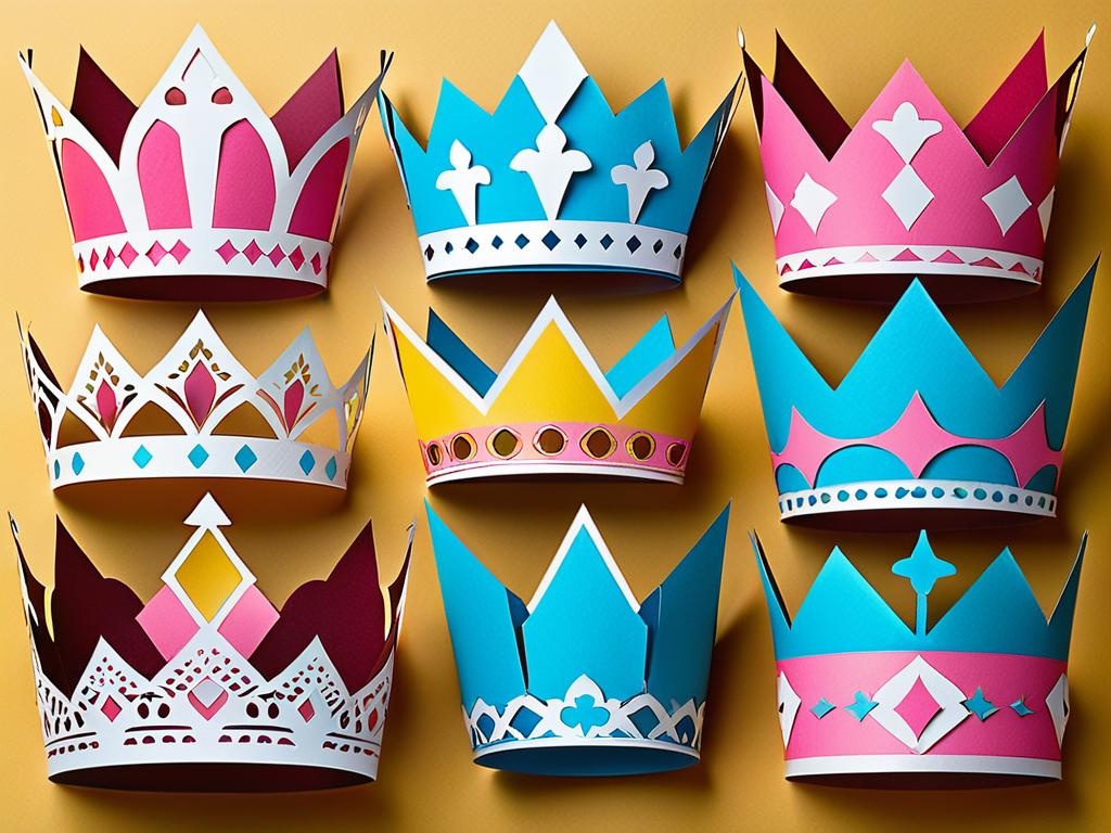 Шаблоны для вырезания короны из бумаги разных форм и дизайнов