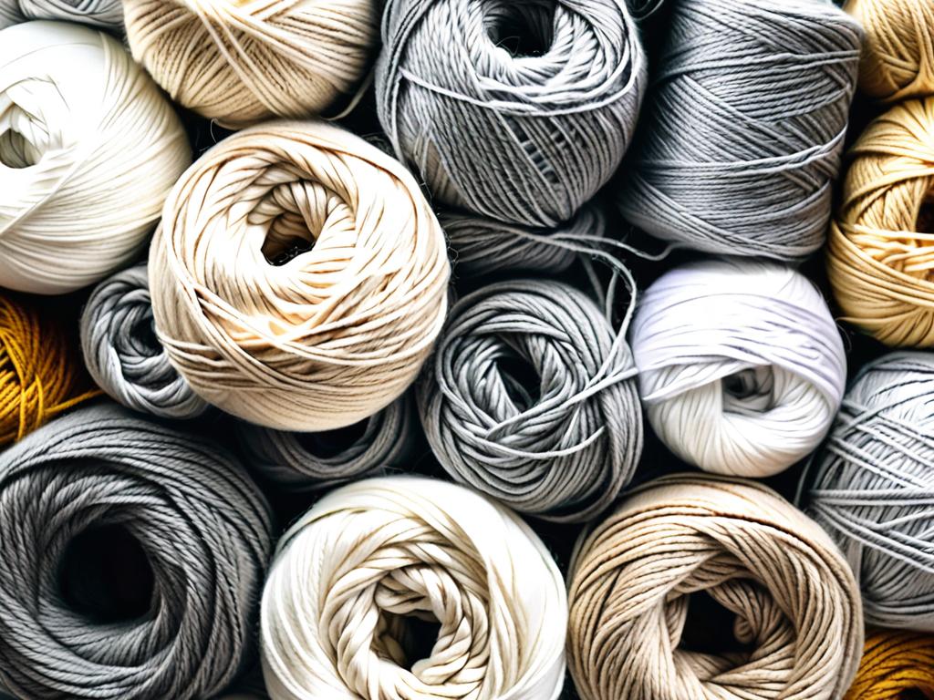 Пряжа белого, серого и бежевого цвета для вязания