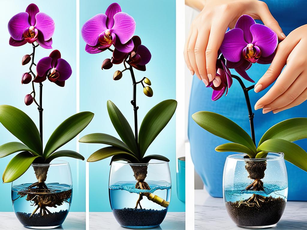Пошаговое восстановление корней орхидеи методом водной терапии