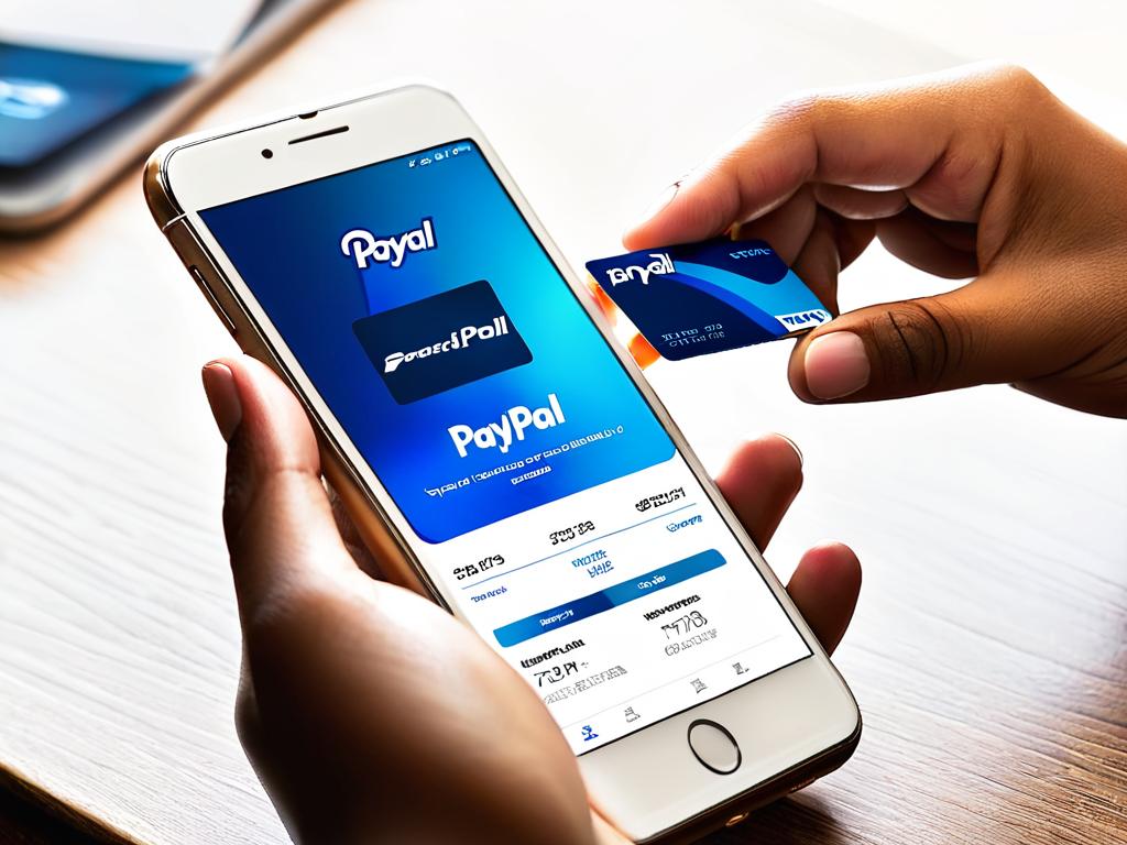 Человек оплачивает онлайн-покупки через PayPal на смартфоне