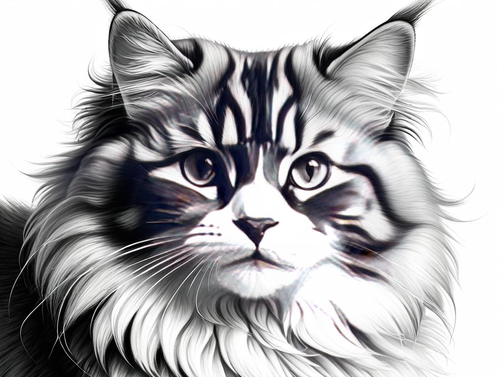 Поэтапное изображение пушистой шерсти кошки карандашом реалистично