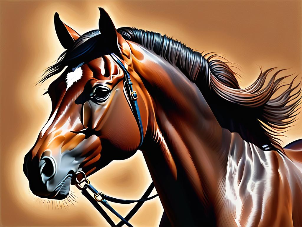 Раскрашивание рисунка лошади светло-коричневым, темно-коричневым и черным карандашами для создания
