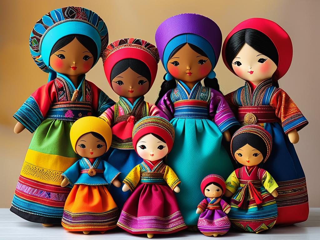 Фото текстильных этностильных кукол