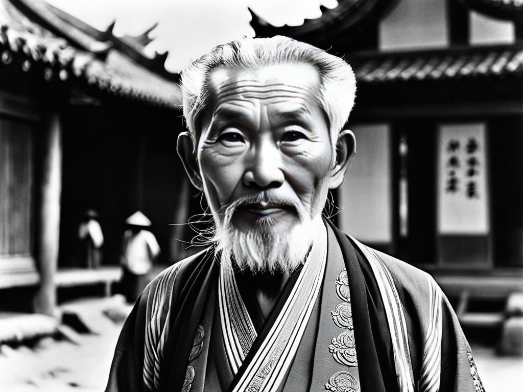 Историческая фотография очень старого азиатского мужчины