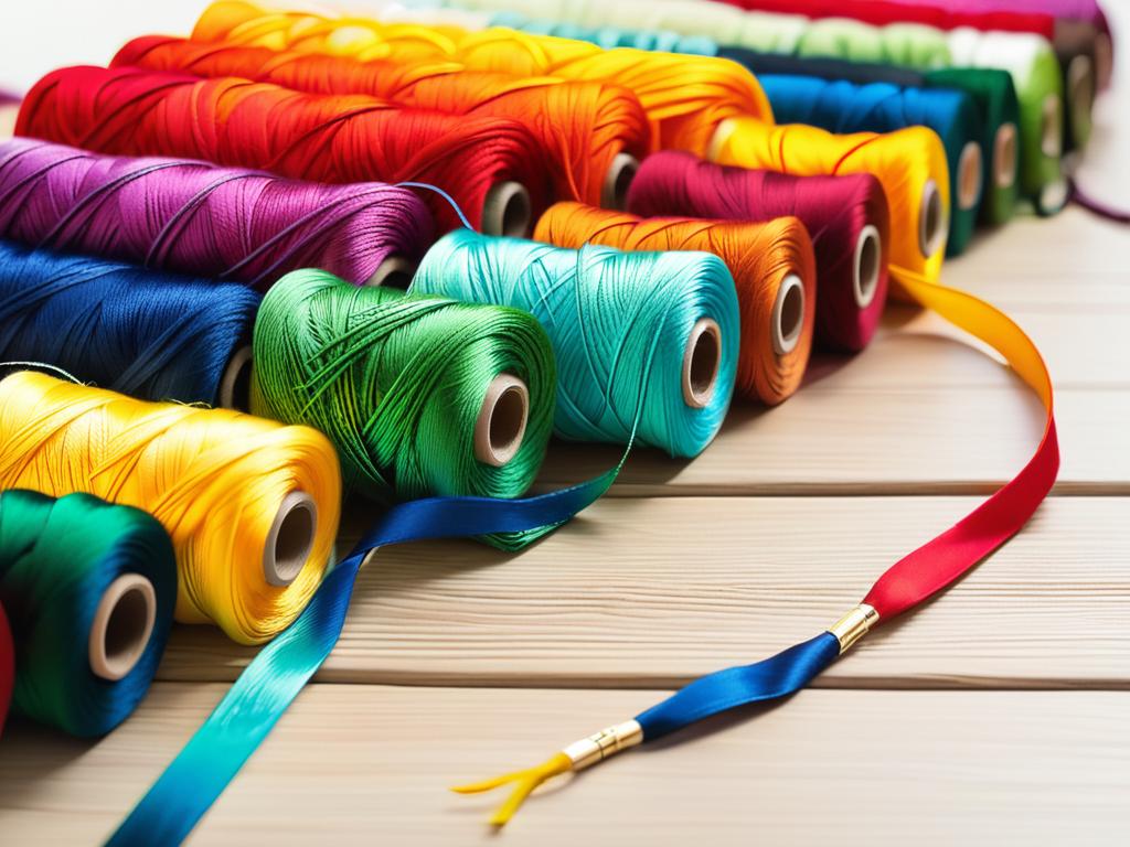 Разноцветные нитки для вышивания на столе