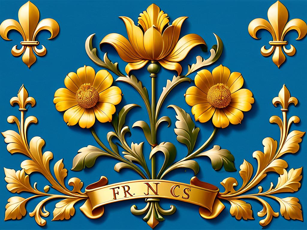 Исторический герб Франции с тремя золотыми лилиями на лазоревом фоне