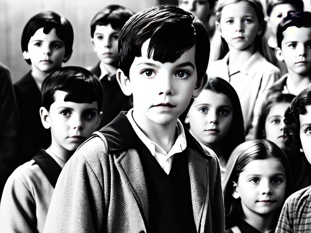 Черно-белая фотография юного Асы Баттерфилда в его первой школьной роли