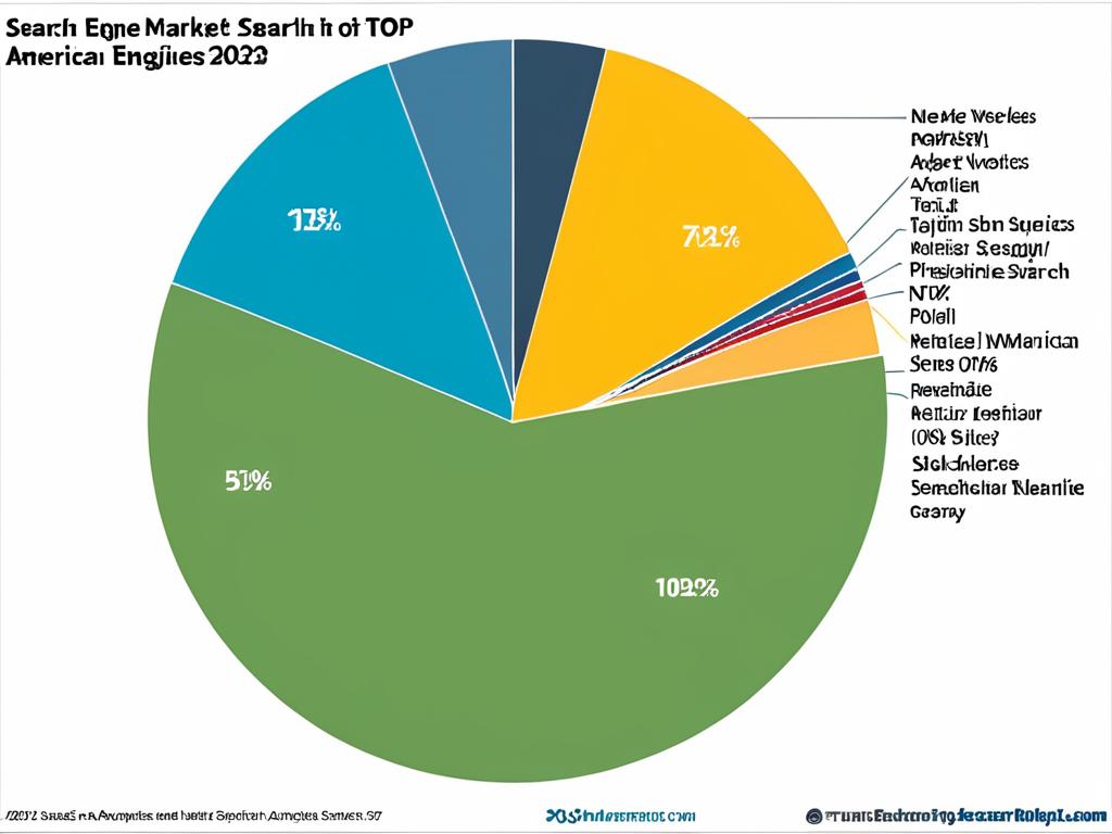 Круговая диаграмма доли рынка американских поисковиков в 2023 году