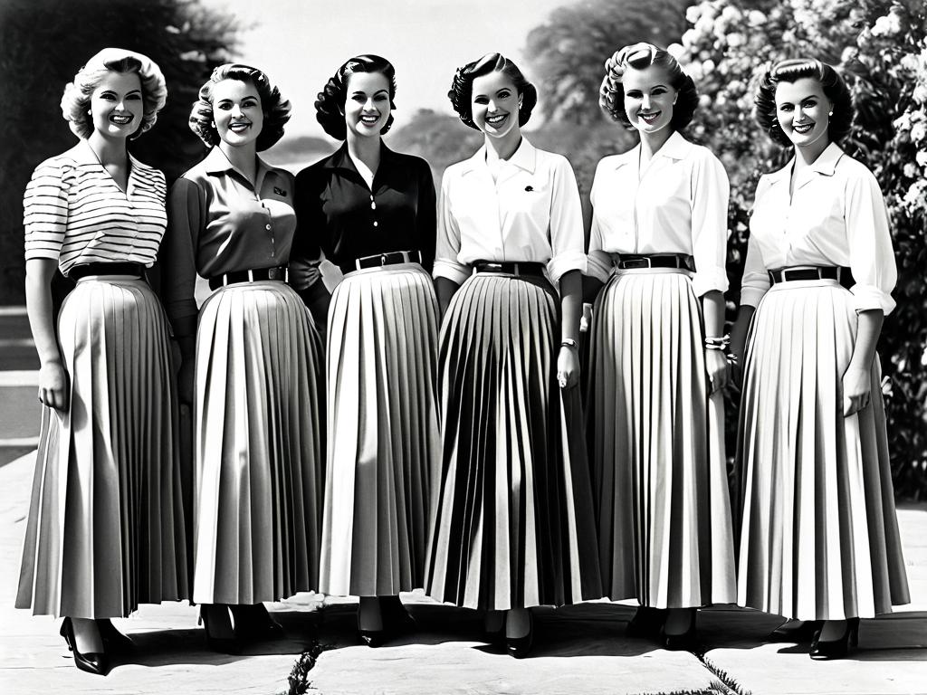 Винтажная фотография женщин в длинных пышных юбках