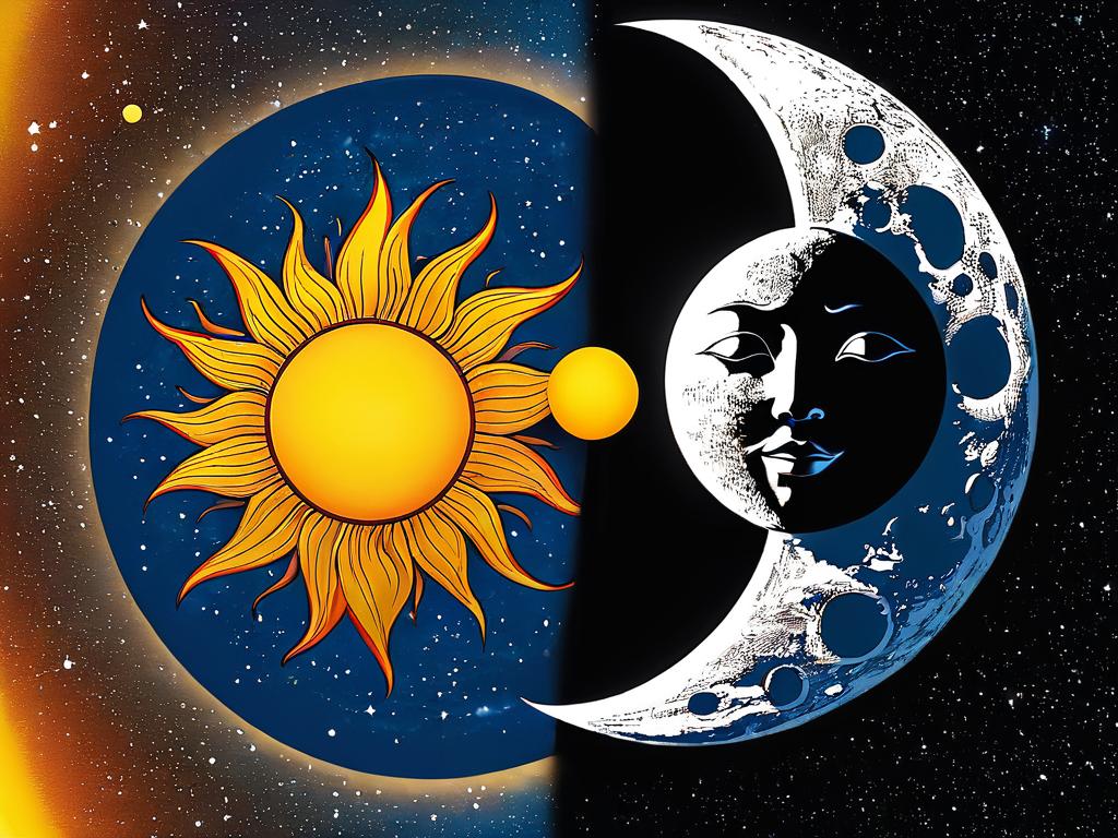 Фото двух противоположных понятий, таких как солнце и луна