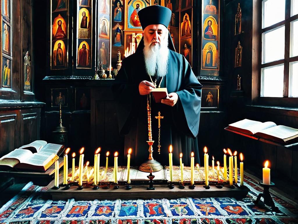 Православный священник совершает обряд
