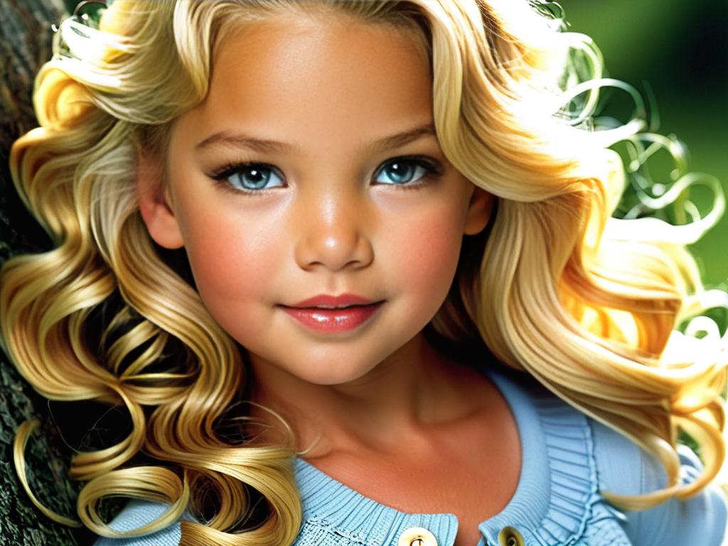 Кэтрин Хейгл в детстве как модель с длинными блондинистыми волосами