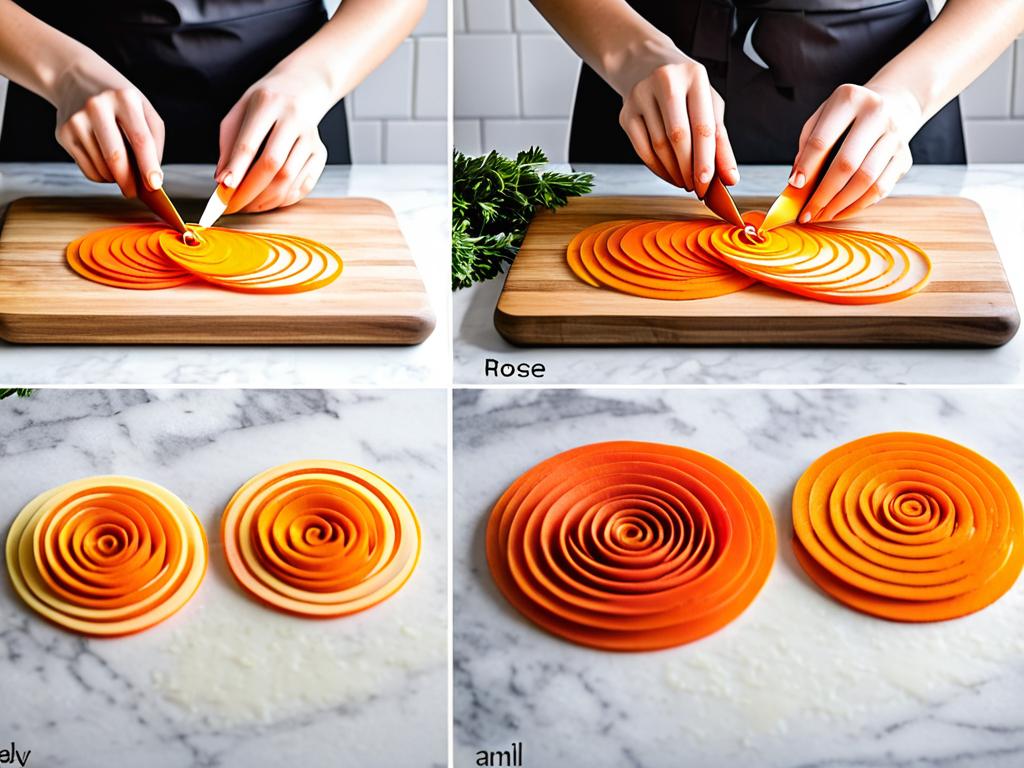 Приготовление морковных роз для украшения торта