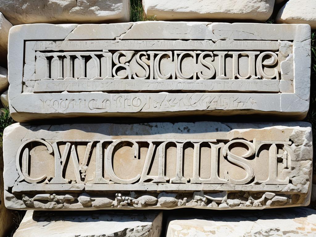 Античная греческая надпись на камне со смесью прописных и строчных букв, демонстрирующая раннее