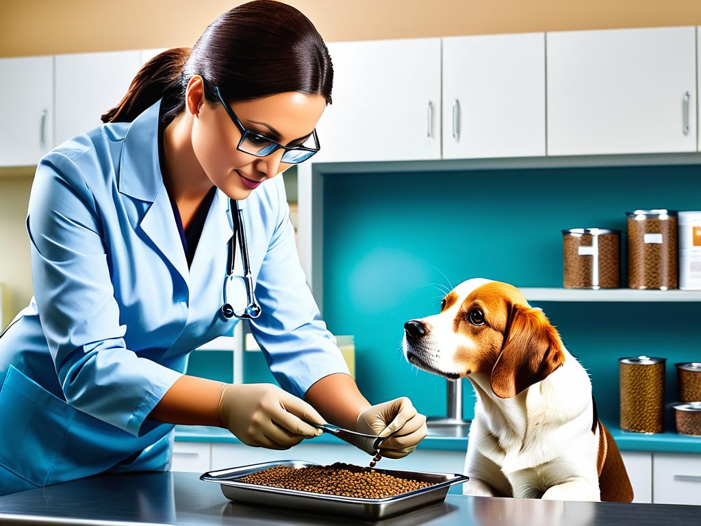 Фото ветеринара, осматривающего собаку в клинике