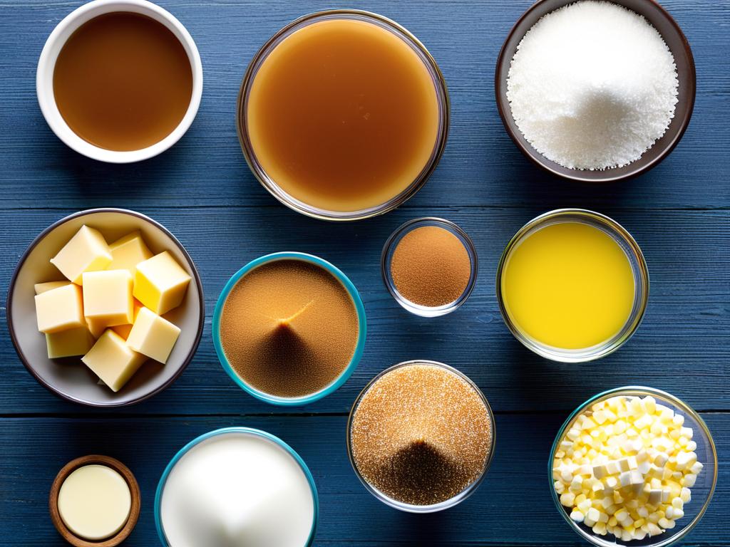 Фото ингредиентов для варенья сахара - сахар, молоко, масло, сливки