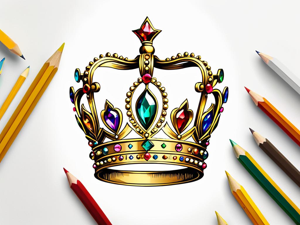 Золотая раскрашенная корона с камнями и декором для поделки