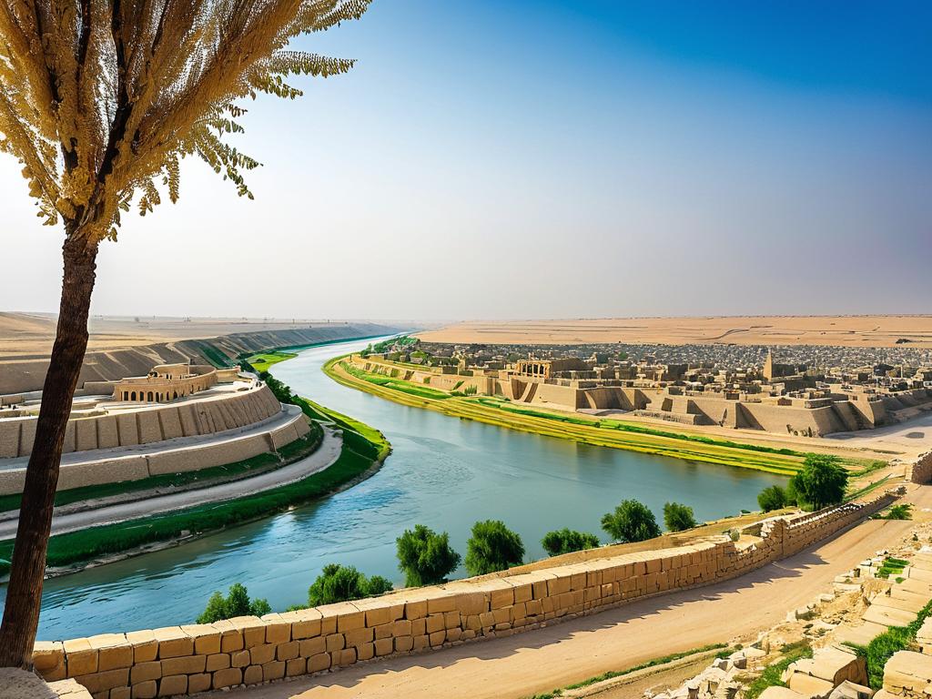 Древний ассирийский город Ниневия на окраине современного Мосула на берегу Тигра