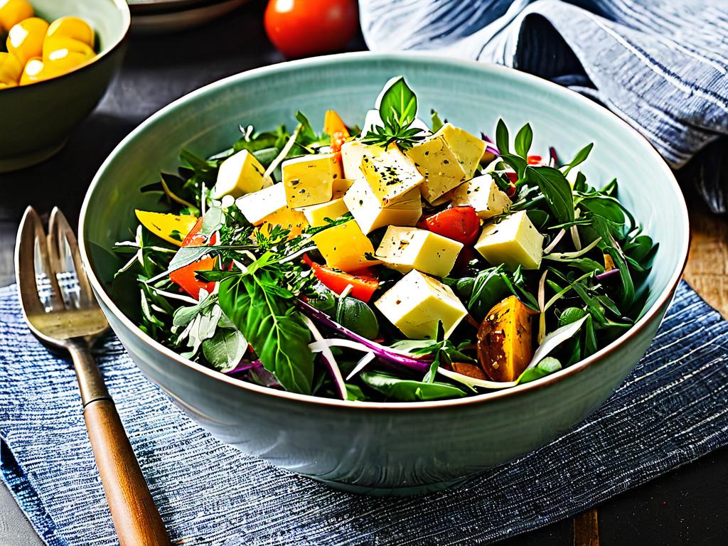 Тарелка овощного салата с топинамбуром