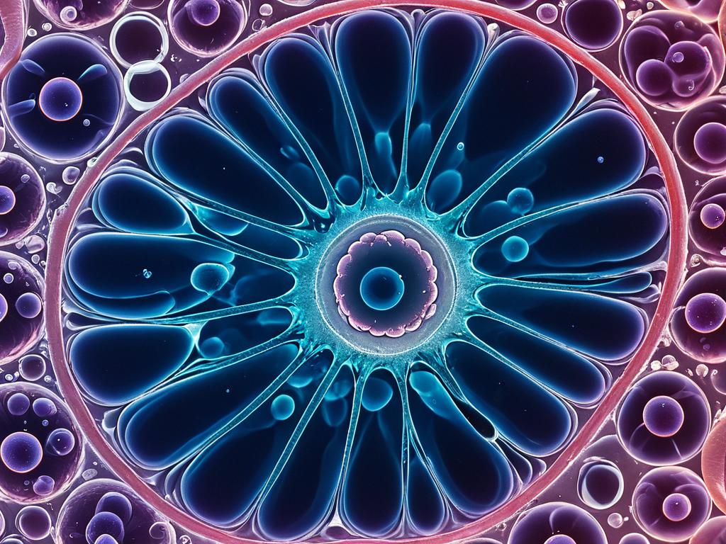 Микроскопический вид пузырьков в ткани плаценты