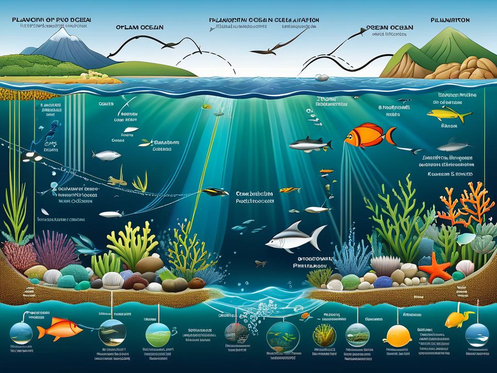 Схема роли планктона в пищевых цепях океана