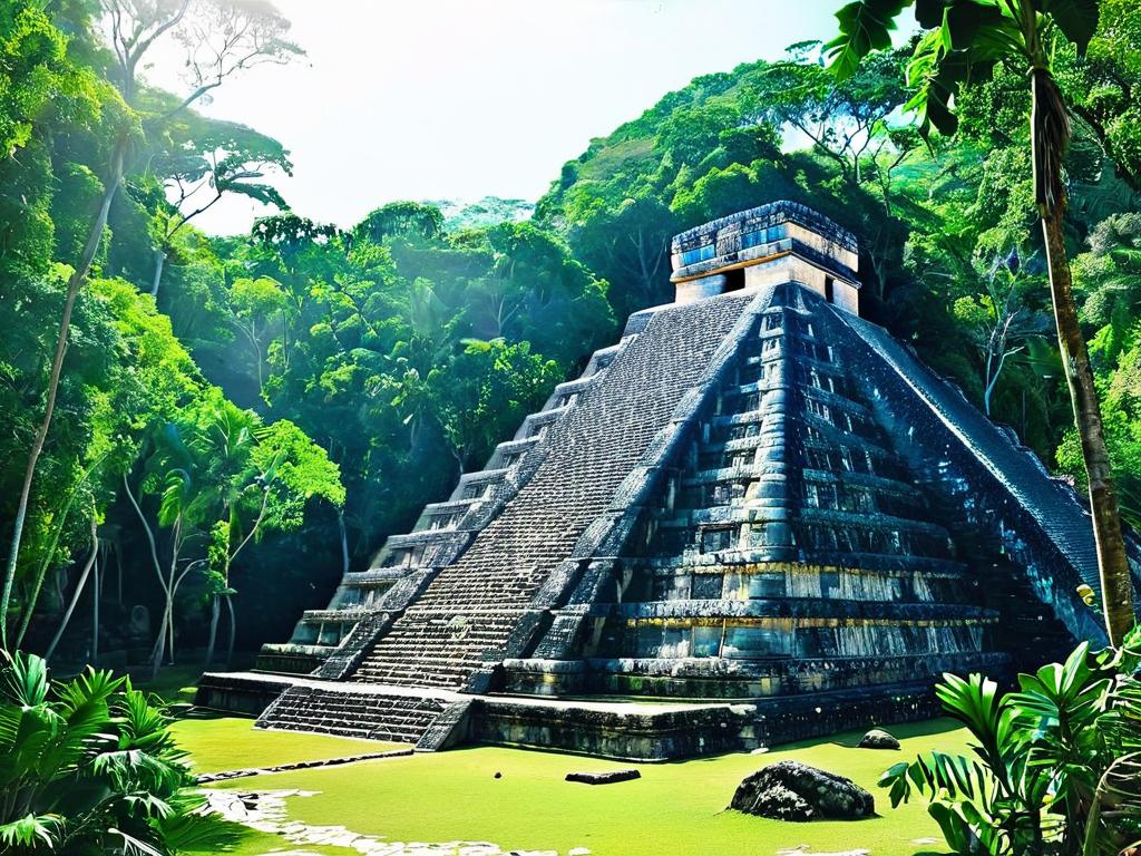 Древние руины майя в джунглях