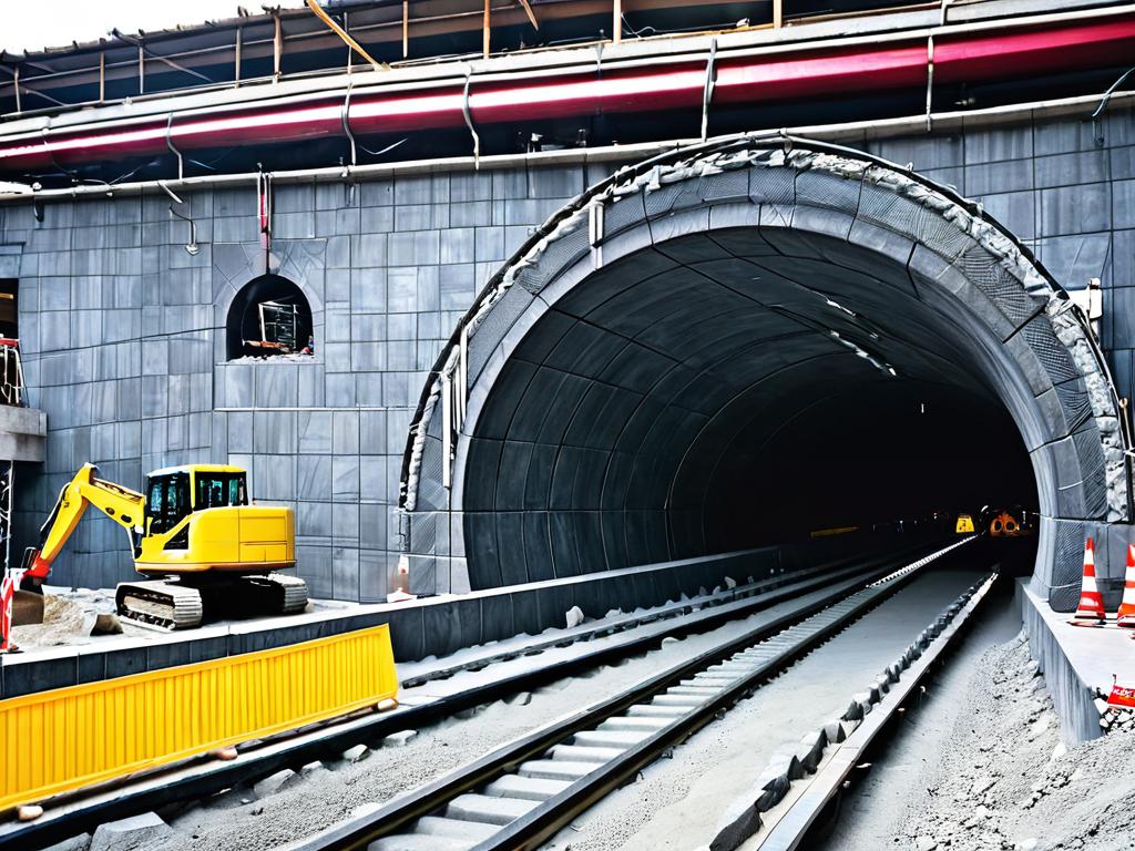Строительные работы по сооружению подземной станции метро