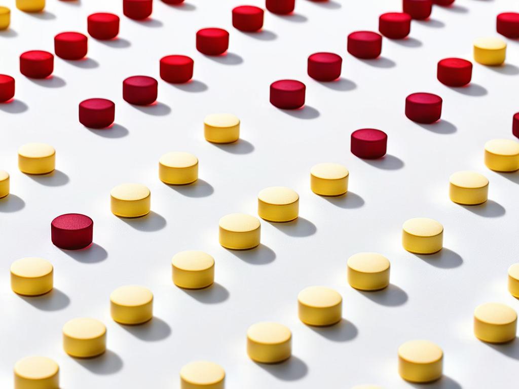 Таблетки Мастопола аккуратно разложены рядами на белом фоне