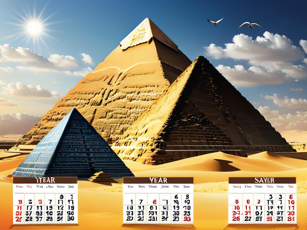 Иллюстрация структуры египетского календаря с делением на три сезона