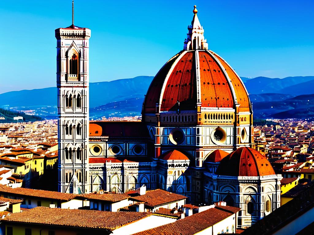 Панорамный вид на собор Санта-Мария-дель-Фьоре во Флоренции, Италия.