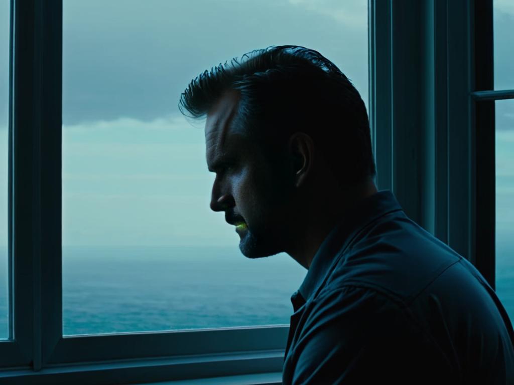 Кадр из фильма, мужчина задумчиво смотрит в окно