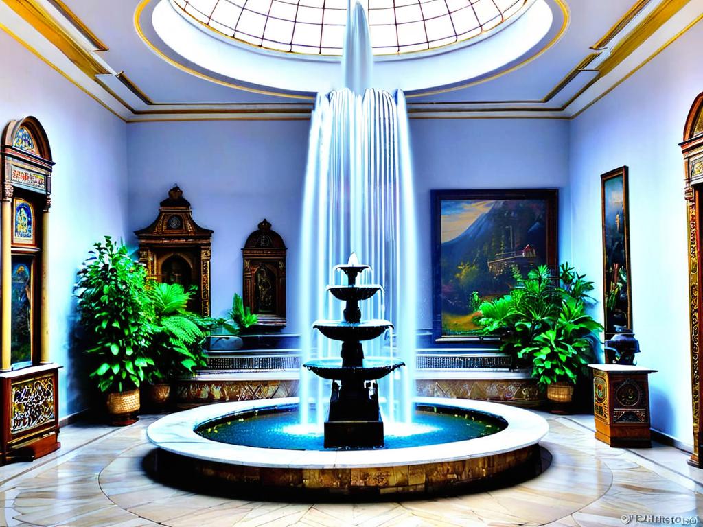 Интерьер Нарзанной галереи с фонтаном в Кисловодске