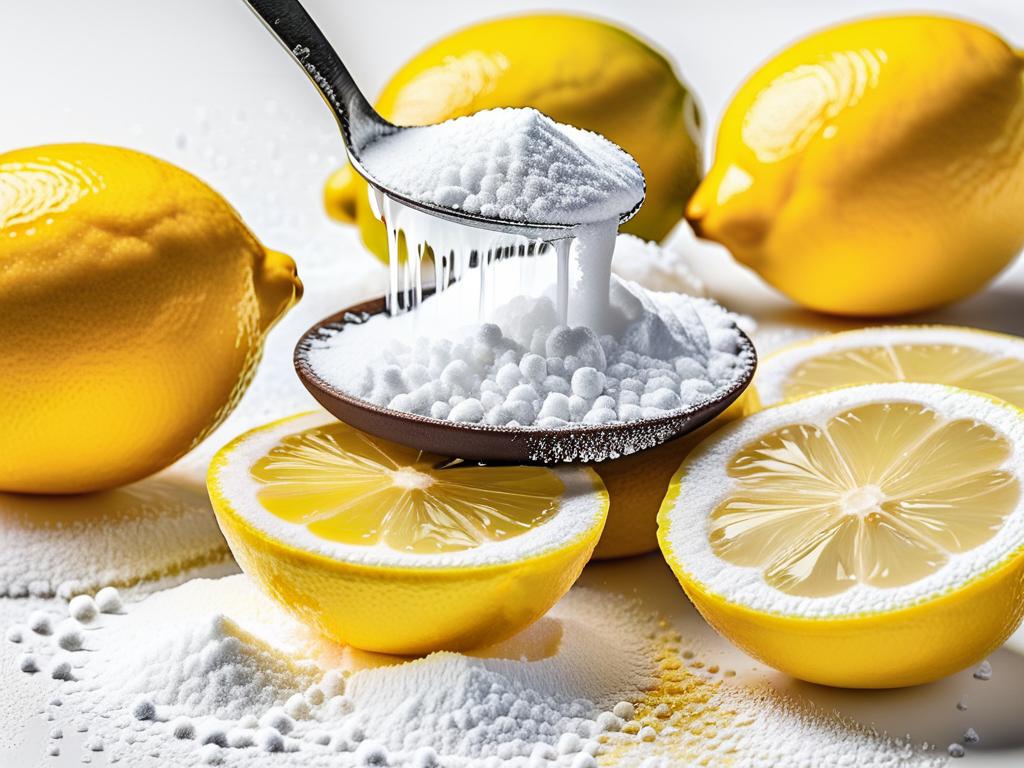 Ломтики лимона и сода на белом фоне