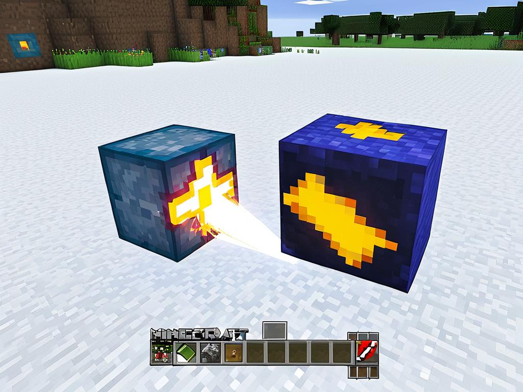 Подрыв блока ТНТ с помощью огнива в Minecraft