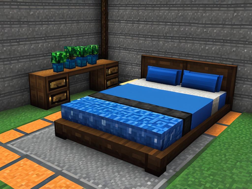 На изображении продемонстрировано использование кровати в Майнкрафте - игрок правым кликом ложится