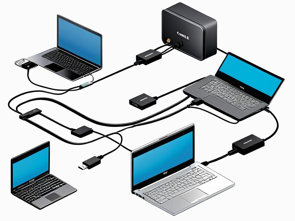 Иллюстрация с изображением различных кабелей для подключения ноутбука к телевизору