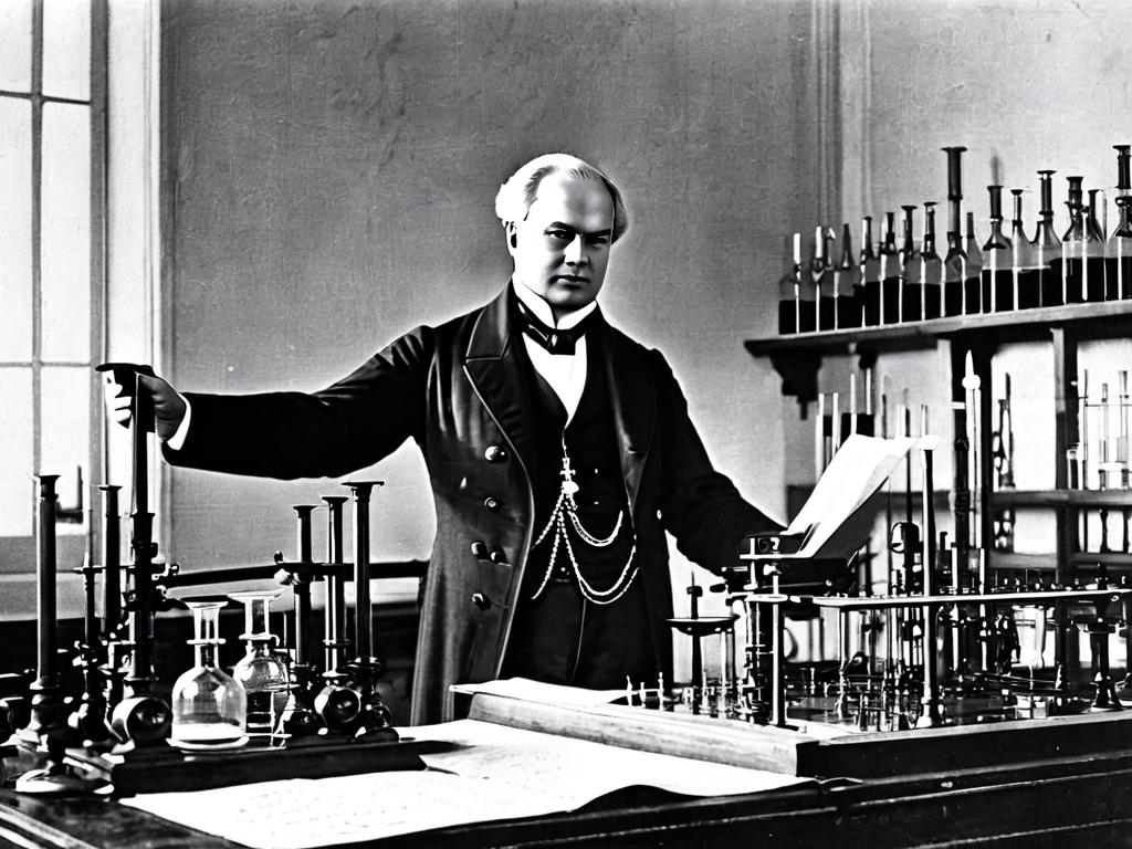 Ломоносов проводит эксперименты в своей лаборатории в Санкт-Петербурге