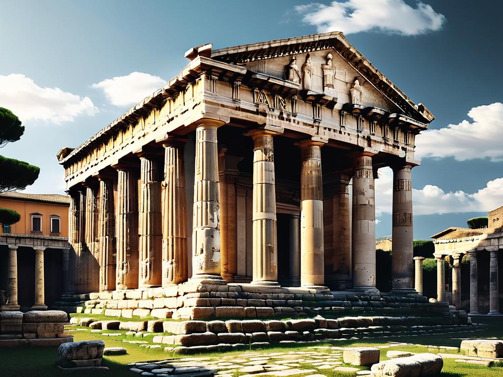 Древний римский храм, иллюстрирующий латинские корни слова