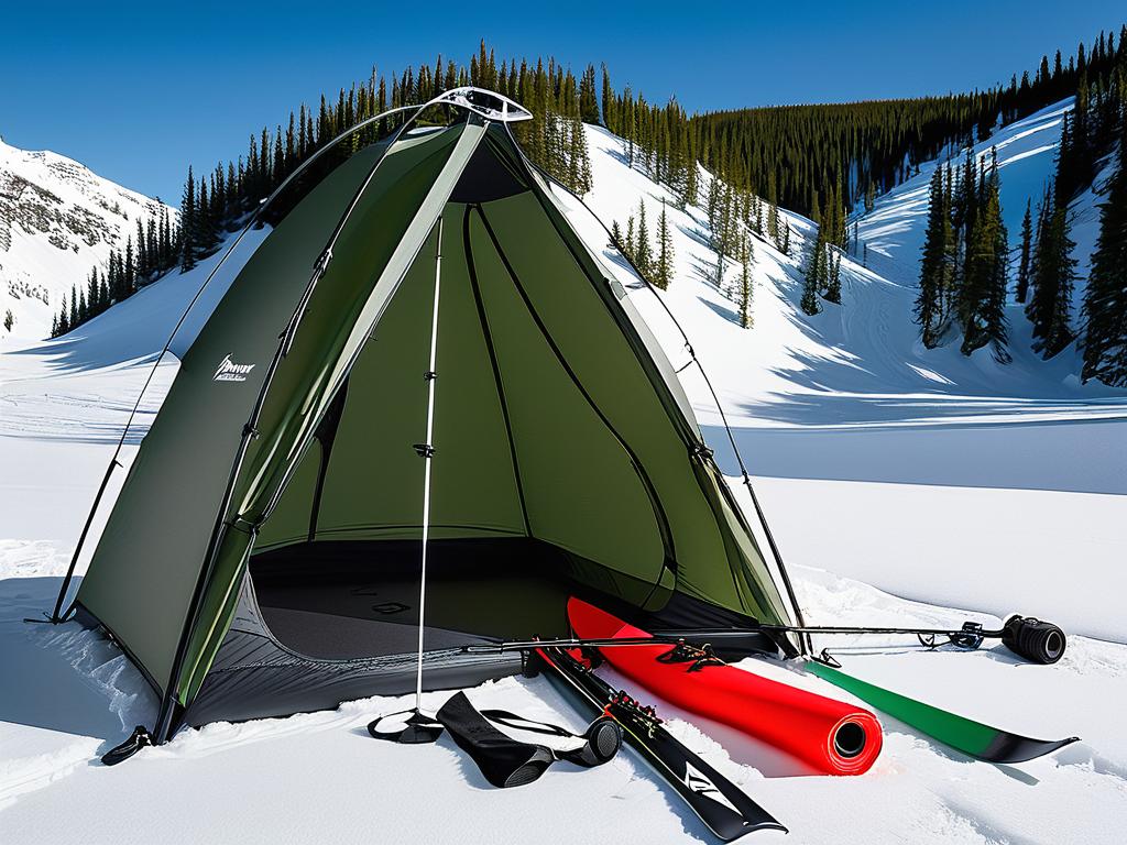 Каркас самодельной зимней палатки на лыжах