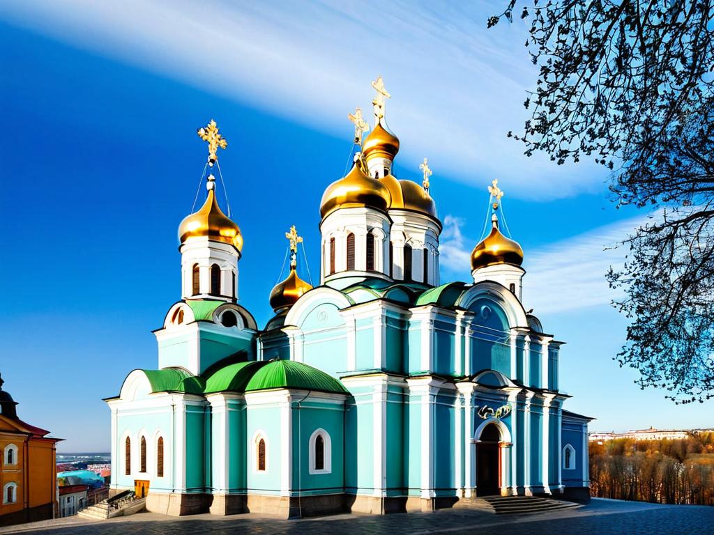 Величественный Борисоглебский собор в городе Старица