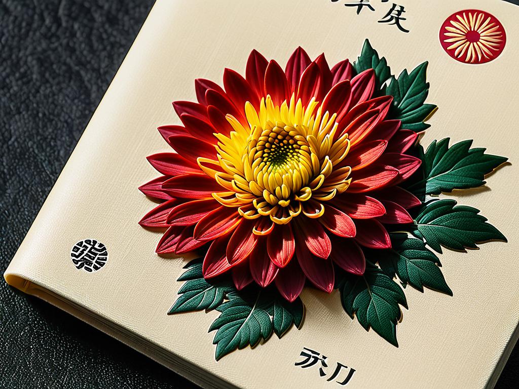 Изображение хризантемы на японском паспорте