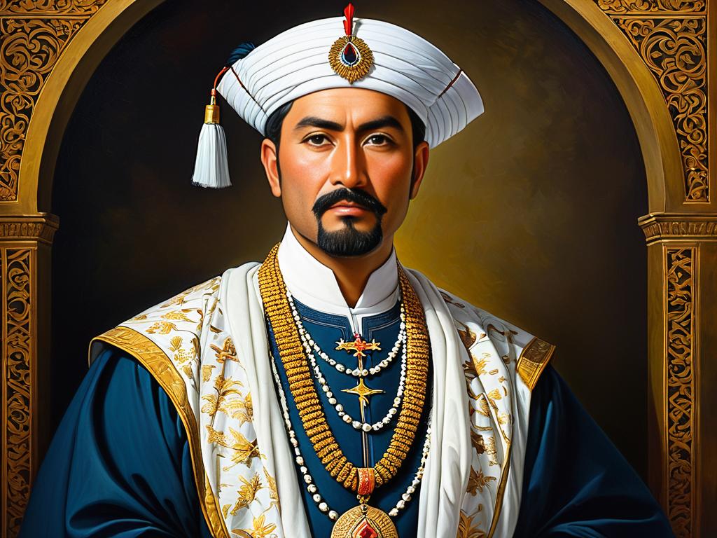 Портрет мужчины в историческом костюме, символизирующий известных носителей имени Акакий