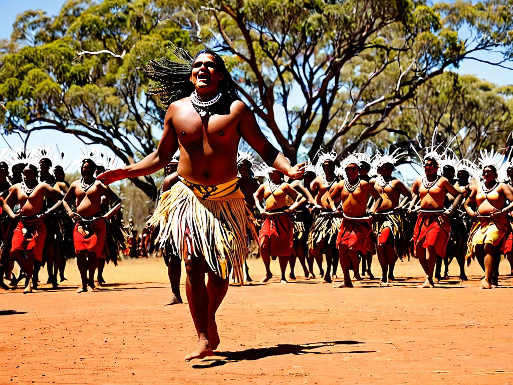 Танец аборигенов на открытом воздухе