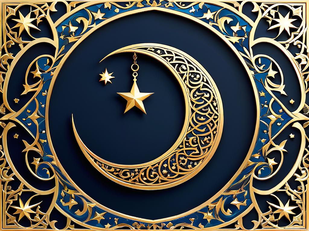 Исламский орнамент с полумесяцем и звездами