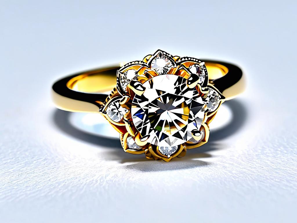 Изображение золотого кольца с бриллиантом, купленного для экспертизы, виден артикул 65035