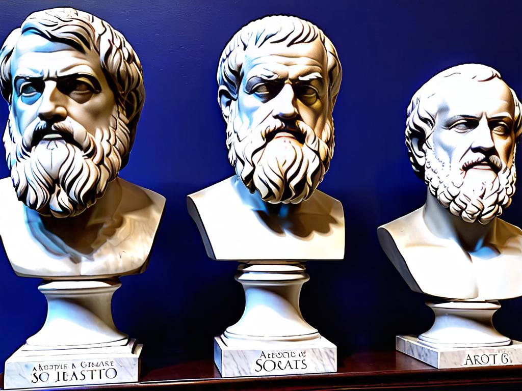 Бюсты древнегреческих философов Аристотеля, Платона и Сократа