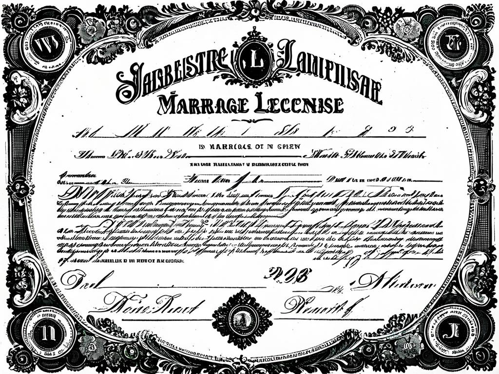 Старая брачная лицензия 19-го века
